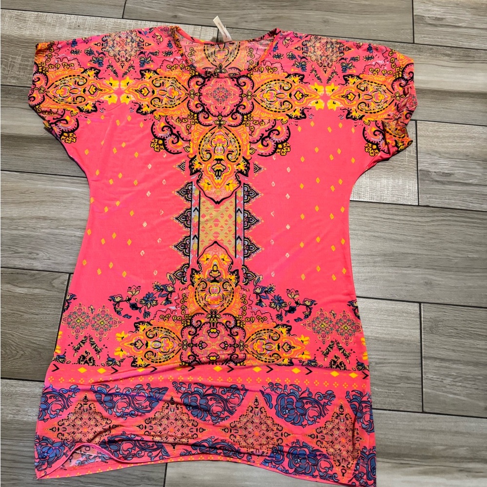 Vibrant Pink Patterned Women's Top
